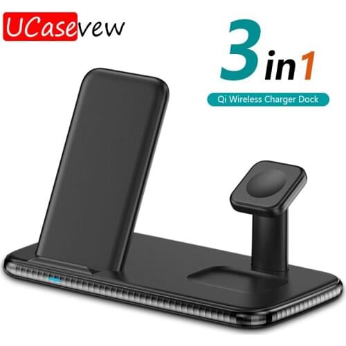 15W Qi Wireless Charger Dock For iPhone 11 XS XR X 8 Samsung S10 S20 3 in 1 Wireless Charging Stand for iWatch 5 4 3 Airpods Pro