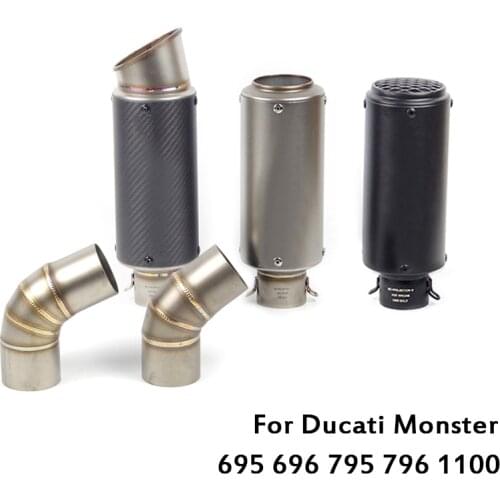 Slip On Motorcycle Exhaust System Pipe Middle Mid Link Tube With 51mm Tail Tips Muffler for Ducati Monster 695 696 795 796 1100