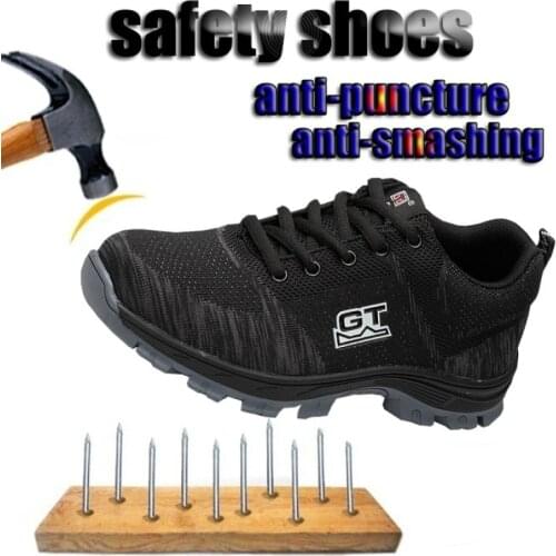 Safety Shoes Men Steel Toe Anti-Smashing Anti-Puncture High Quality Work Boots Non-slip Outdoor Hiking Male Sneakers Plus Size