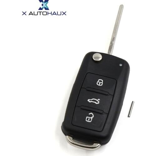 X AUTOHAUX Replacement Flip Folding Remote Uncut Ignition Key Case Fob S06027 for VW Beetle Caddy Jetta Passat CC Routan Sharan