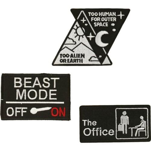 OFF ON Black Letter Embroidery Patches Iron On Patch Embroidered Patchs Badge Appliques For Clothing Stickers Backpack Bags