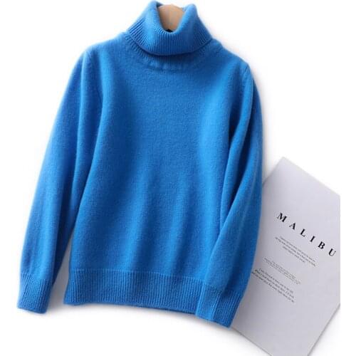 Childrens Pure Wool Pullovers Sweaters 2021 Winter New Seven Stitches Lapel Knit Bottoming Shirt Boys Girls Thicken Warm Tops