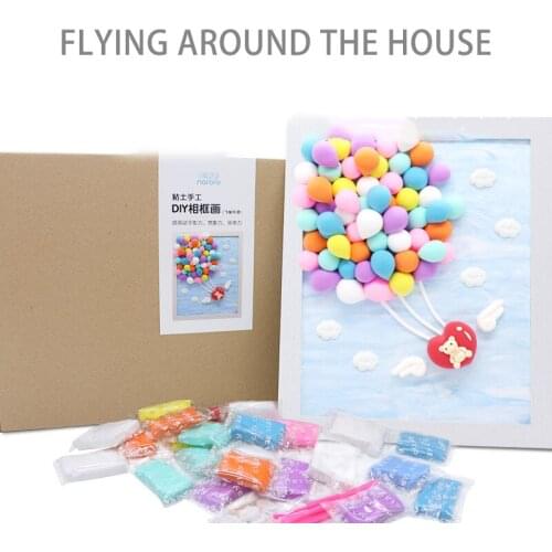 Childrens Handmade Puzzle DIY Stall Toys, Colored Mud, Ultra-light Clay Photo Frame, Creative Gift Set, Explosive Models