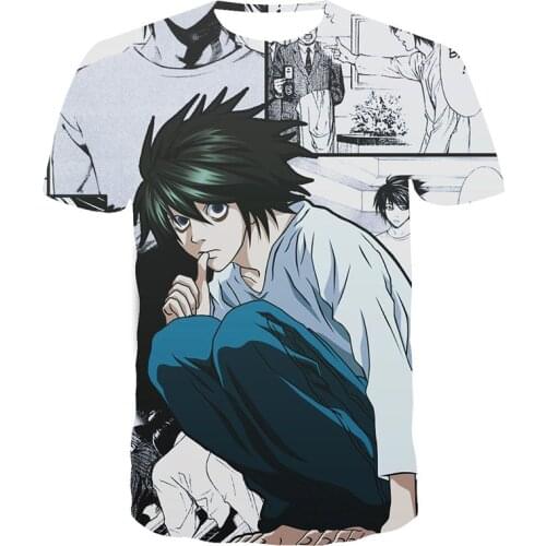 3D Printed Death Note T-shirt Anime Harajuku Streetwear Men Women Tee Tops Fashion Summer Short Sleeve Casual Breathable Tees