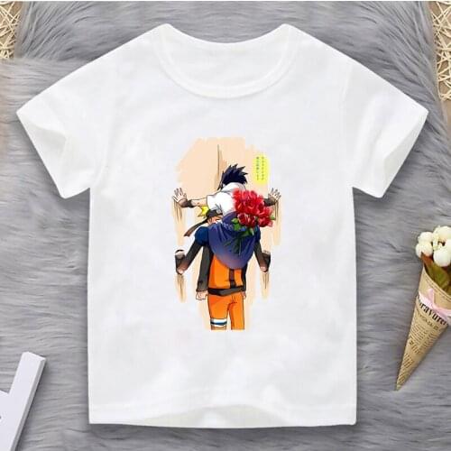 Narutos T Shirt for Kids Harajuku Cartoon 2021 Hip Hop Japan Anime Tshirt Funny Uchiha Sasuke Uzumaki Naruto Fashion Tees Male