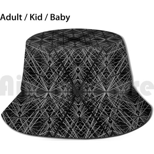 Gs Geometric Abstrac 07Am© Sun Hat 2598 Bucket Hat Ohdz Zenta Color Monochrome Black White Pattern Farbe