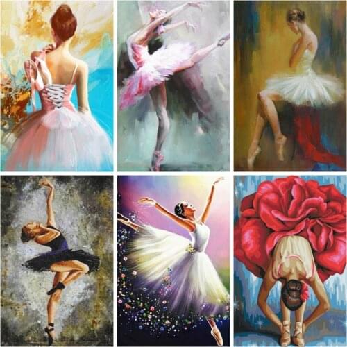 HUACAN 5D Diamond Painting Ballet Portrait Home Decoration Full Drill Square Embroidery Rhinestone Picture