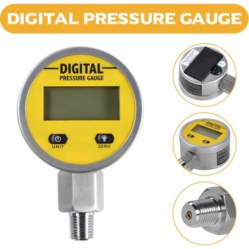 Pressure Gauges Digital Display Oil Pressure Hydraulic Pressure Test Meter 3V 250BAR/25Mpa 2 Points Thread For Gas Water Oil