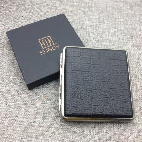 Kuboy KC1-18 Black Brone 110g Vintage Style Leather Male 20 Cigarettes Case Box Smoking Accessaries Smoke Box Case