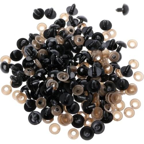 100Pcs/Bag DIY Doll Toy Eyes Black Plastic Safety Eyes Puppets Doll with Washers E56C
