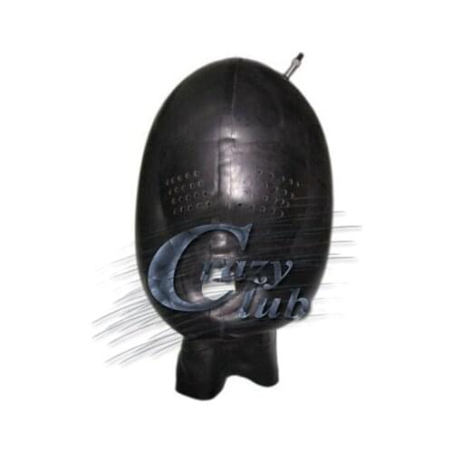 Crazy club_Customized Latex Inflatable pump Hood Mask LatexFetish Inflator hood Hollow holes Sexy Limited Real Solid Latex Mask