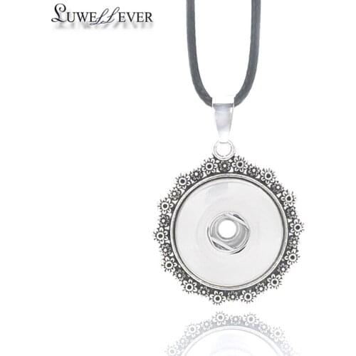 Fashion Interchangeable Metal Flower Ginger Necklace 021 Fit 18mm Snap Button Pendant Necklace Charm Jewelry For Women Gift