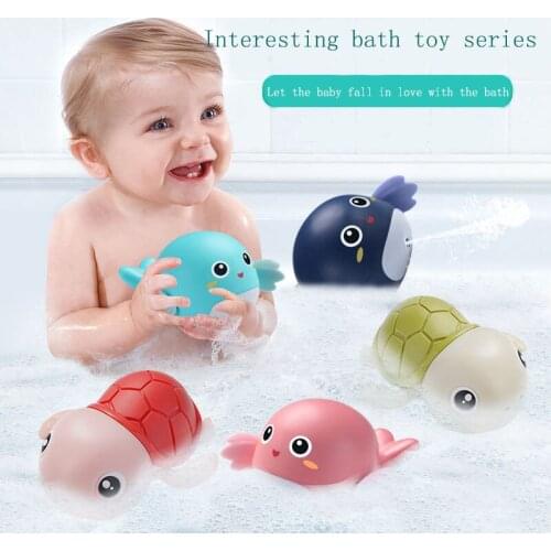 Cartoon Whale/Duck/Penguin Baby Bath Toys Toddler Wound-up Chain Clockwork Water Toys Kids Shower Beach Toys Interactive Toys