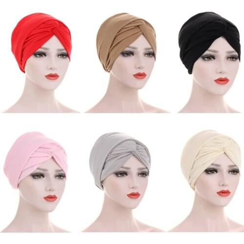 Muslim Women Bonnet Turban Long Tail Indian Hat Hair Loss Hat Beanies Skullies Chemo Cancer Cap Head Wrap Cross Bandanas Ramadan