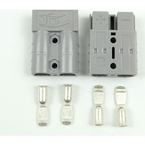 2pcs 600V 50A Copper Silver Battery Quick Connector Kit Connect Plug Disconnect Winch Trailer Gray Connector Max for 6AWG wire