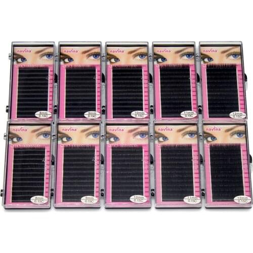 Navina Wholesale 10cases/Lot Natural Individual Mink Eyelashes Extension Professional Soft Makeup Fake False Black Eye Lashes