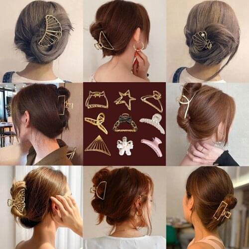 2021 New Simple Alloy Elegant Hair Claw Clips Makeup Hair Styling for Women Trip Barrettes Hair Accessories Headwear