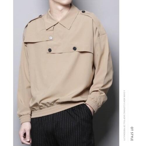 2021 The new designs for spring are high quality khaki turtleneck long-sleeved shirts