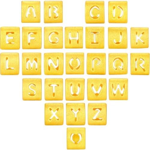 Pure 24k Yellow Gold Pendant Luck Heart Letter Pendant 0.5g 7x6mm Gift For Women