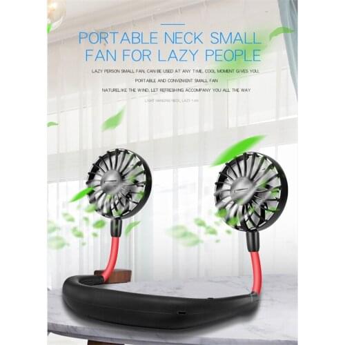New Wearable Fan USB Portable Hand Free recharge Neckband Fan Personal Mini Neck Double Fans 3 Speed Adjustable for Home Office