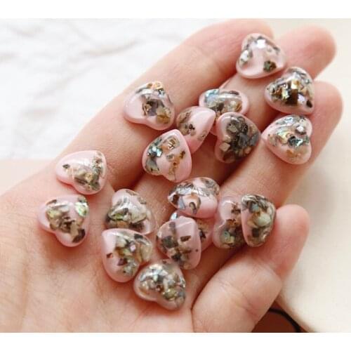Shell mixed with milky sweet pink love Japan DIY resin half pill earrings earrings patch jewelry materials