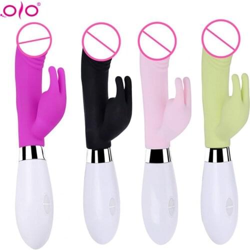 OLO Silicone AV Vibrator Rabbit Design Flirting Waterproof Female Masturbation Device G-Spot Stimulation Massager Adult Sex Toy