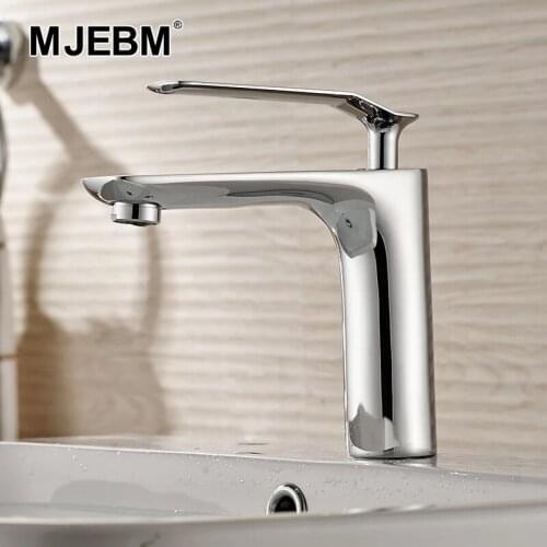 MJEBM Basin Faucets Elegant Bathroom Faucet Hot and Cold Water Basin Mixer Tap Chrome Finish Brass Toilet Sink Water Crane