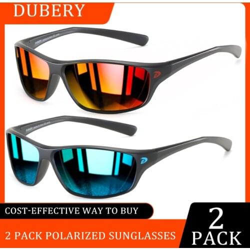 2 PACK DUBERY Polarized Sunglasses Men Brand Fashion Sports Style Square Sun Glasses High Quality Photochromic Lens Goggles N91