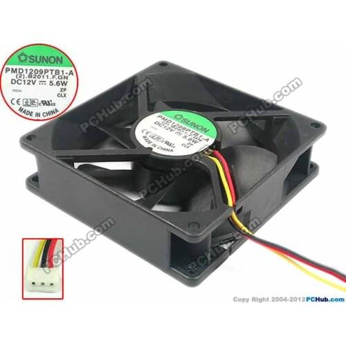 SUNON PMD1209PTB1-A (2).B2011.F.GN DC 12V 5.6W 3-Wire 90x90x25mm Server Cooling Fan