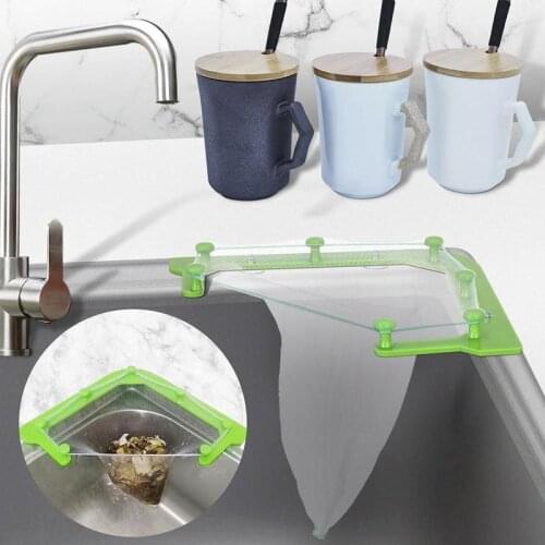Triangle Drainage Rack Disposable Garbage Bag Anti-clogging Sink For Kitchen Drain Hole Mesh Garbage Bag Trash Waste Strain Q7Z7