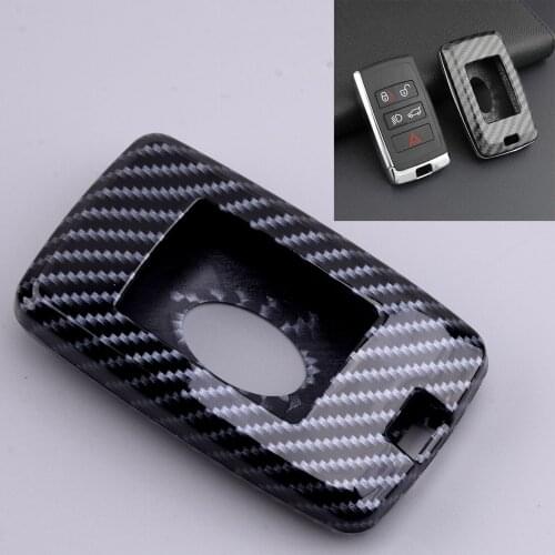 Carbon Fiber Style Black Car Smart Key Fob Case Shell Cover Fit For Land Rover Range Rover Discovery Jaguar XE E-PACE 2020 2021