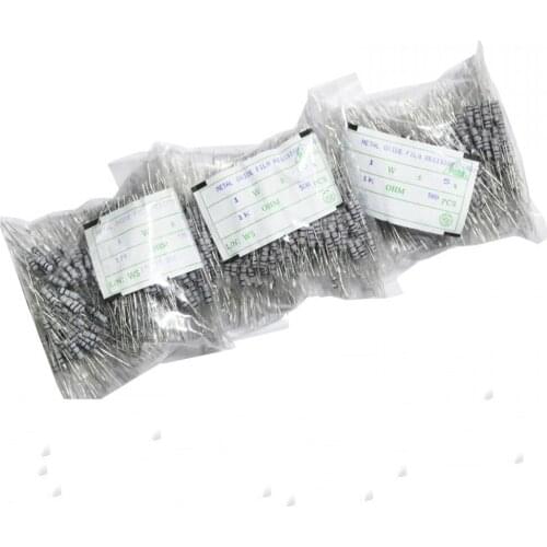 500pcs 1W 1R~10M 5% Carbon Film Resistor 10 1K 1.5K 2.2K 4.7K 10K 22K 47K 100K 100 220 1K5 2K2 4K7 1M ohm resistance Carbon Film