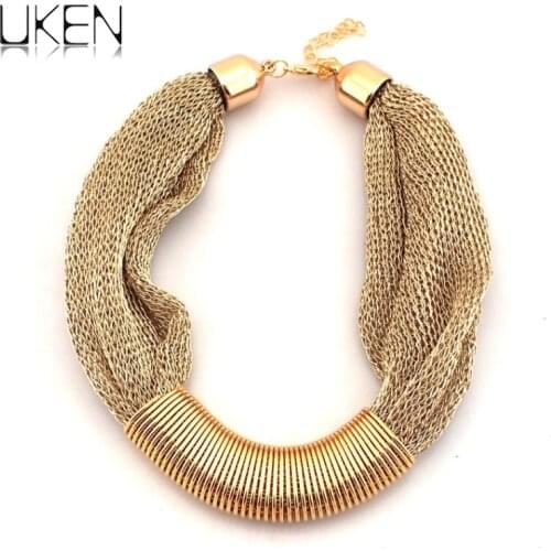 UKEN Ladies Charm Choker Fashion Net Ropes Cross Spring Metal Chain Collar Necklaces For Women Party Fashion Accessories