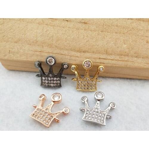 10 Pieces CZ zircon Micro Pave imperial crown Connector Double Bails Beads Charm for DIY Bracelet necklace Jewelry Finding CT428