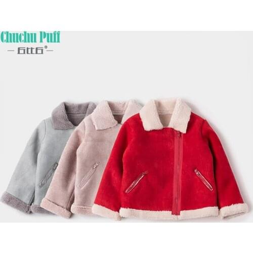 2020 New Winter Suede Lambs Wool Baby Jacket Boys and Girls Children Parka Kids Baby Fur Warm Jacket Winter Coat Velvet Coat