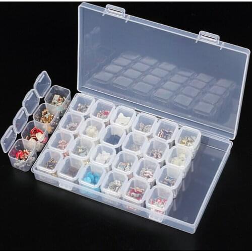 28/12 / 8 Slots Diamond Embroidery Painting accessories boxes Case Cross Stitch Tool Plastic Storage Box Rhinestone Hold KBL