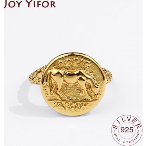 925 Sterling Silver New Simple Design Animal Gold Color Rings Retro Distressed Opening Handmade Ring Fashion Fine Jewelry