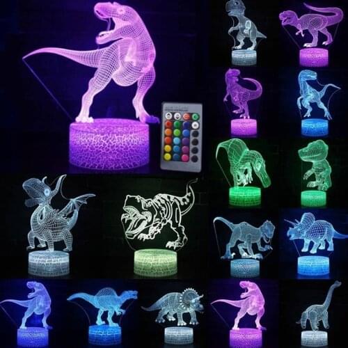 3D LED Night Light Lamp Dinosaur Series 16Color 3D Night light Remote Control Table Lamps Toys Gift For kid Home Decoration D23