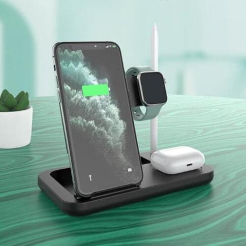15W Wireless Charger Qi Fast Charging Stand 4in1 For iPhone 12 Pro Max For Apple iWatch Pencil For Airpods Charging Dock Station