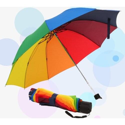 Large Umbrella Rainbow Color Compact Waterproof Outdoor Anti-UV Parasols Color Umbrella Umbrella Travel Fashion Women Wind