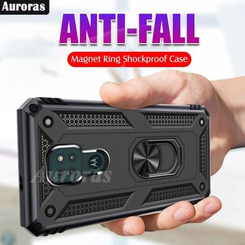 Auroras For Motorola G9 Play Case Luxury Armor Soft Shockproof Cover Silicone Car Holder Ring For Moto G9 Play Case