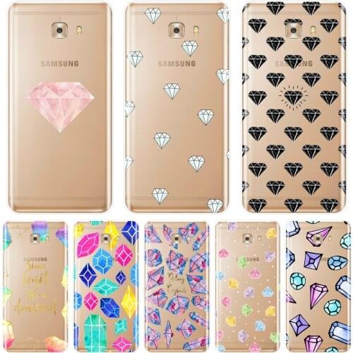 For Samsung Galaxy C5 C7 C8 Phone Case Silicone Diamond Gem Gemstone Black White Soft Back Cover For Samsung Galaxy C5 C7 C9 Pro