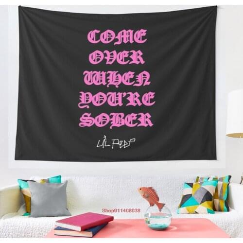 Come Over When You re Sober Lil Peep Pink Lil Peep Merch tapestry More Size home living room bedroom decorative wall blanket