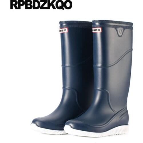 Blue Autumn Rain Non Slip Waterproof Pvc Rainboots Tall Designer Shoes Mid Calf Black Cheap Rubber Fishing Boots Men 2018 On
