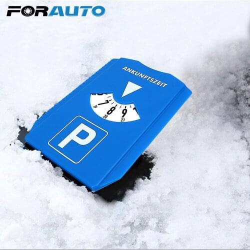 FORAUTO Snow Remover Ice Scraper Car Parking Time Sign Return Time Note Car Windshield Snow Shovel Time Display Disc Timer Clock