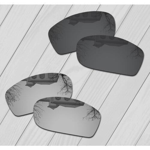 E.O.S 2 Pairs Black & Silver Polarized Replacement Lenses for Oakley Dispute OO9233 Sunglasses