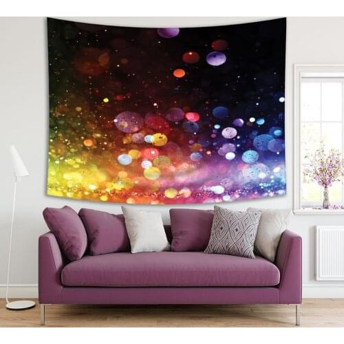 Tapestry Rainy City Night Becomes Blurred Rainbow Colorful Modern Artwork Green Yellow Blue