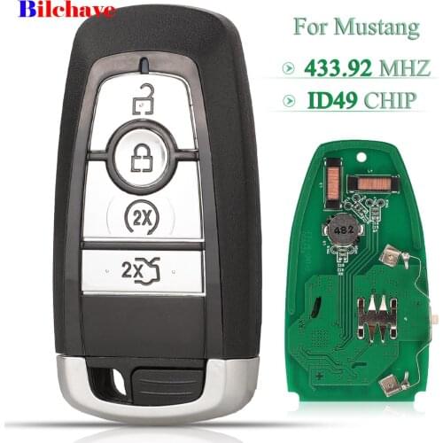 Bilchave 4 Buttons 434Mhz Remote Control Car Key Fob ID49 Chip For Ford Mondeo Mustang Fusion With Blade Replacement