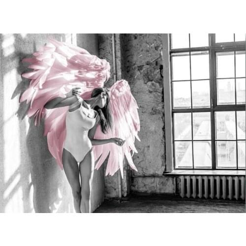 Angel Wing Pink Feather Pictures Art Film Print Silk Poster Home Wall Decor 24x36inch