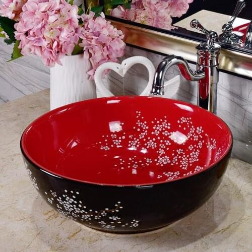 Ceramics Washbasin Plum Blossom Black Porcelain China Classic Art bathroom sinks ceramic wash basin